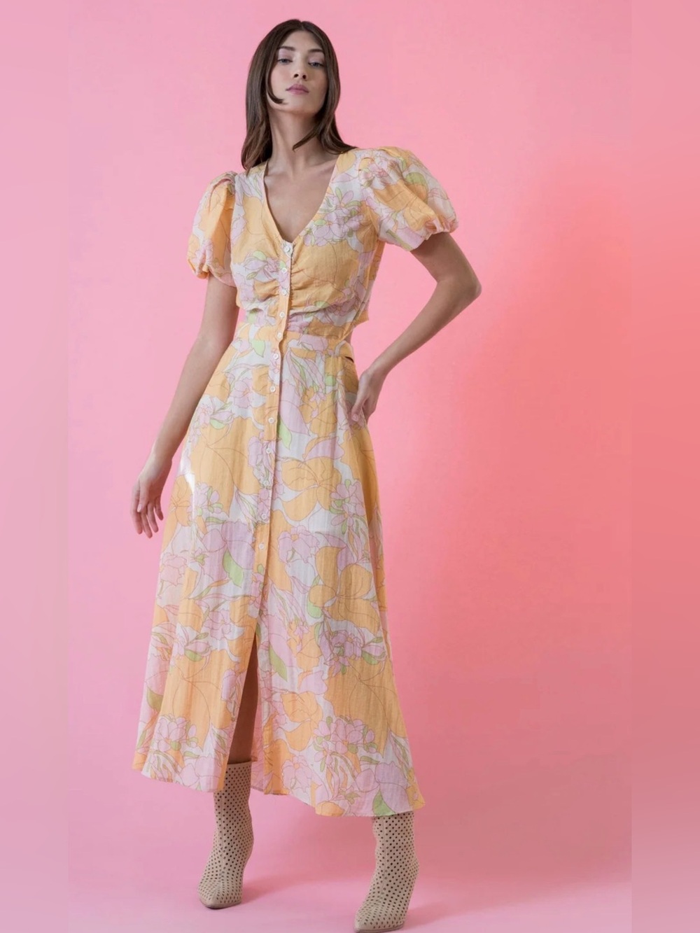 NEW KATHARINE KIDD trinity pf dress in peach floral